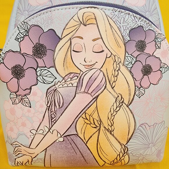 Loungefly Disney Tangled Rapunzel Pastel Flowers Purple Soft Tag Mini Backpack main image 9
